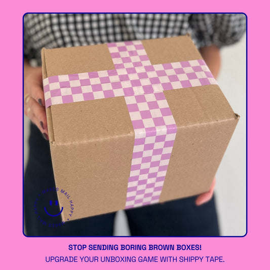 Checkered Pattern Shipping Tape - Lavender