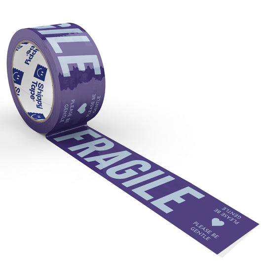 Fragile, Please Be Gentle Shipping Tape - Purple/Blue