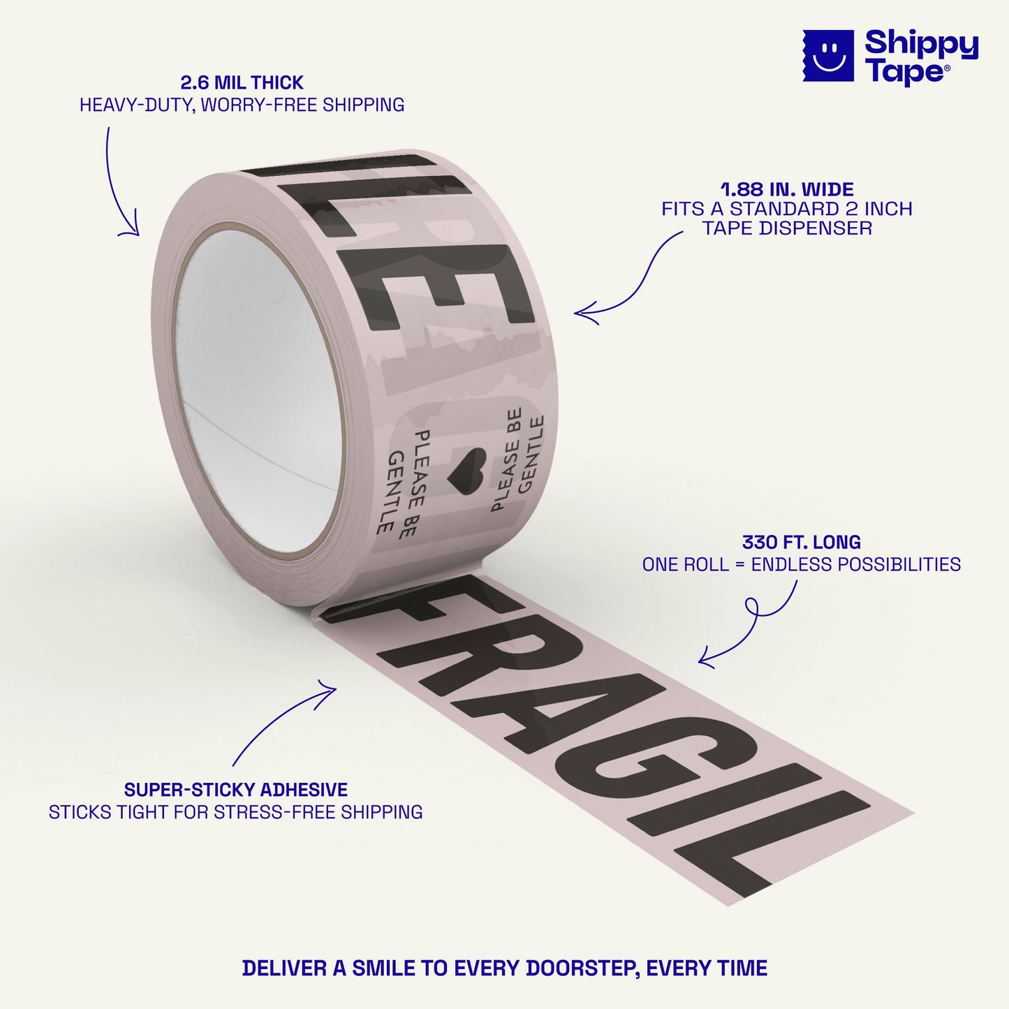 Fragile, Please Be Gentle Shipping Tape - Cream/Black - Shippy Tape
