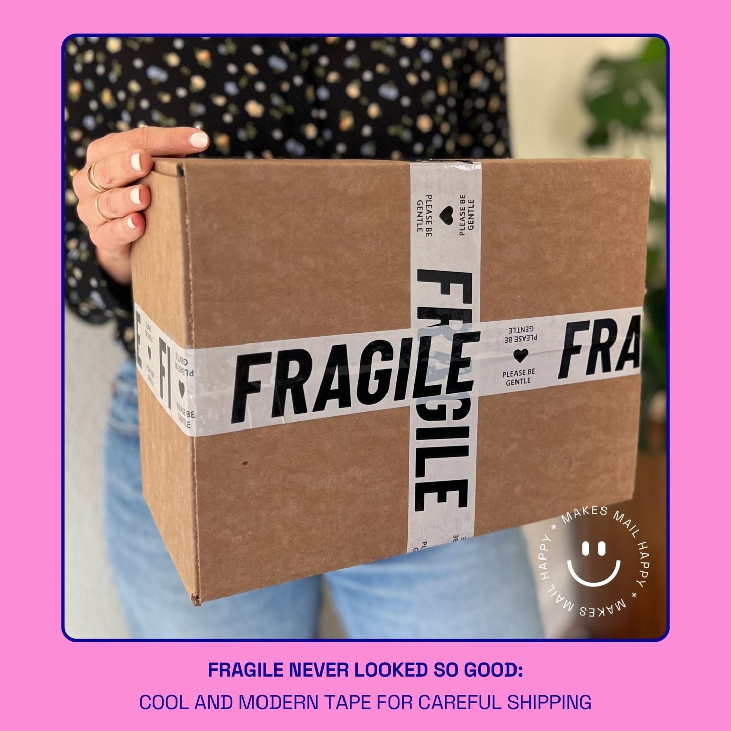Fragile, Please Be Gentle Shipping Tape - Cream/Black - Shippy Tape