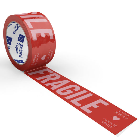 Fragile, Please Be Gentle Shipping Tape - Red/Pink