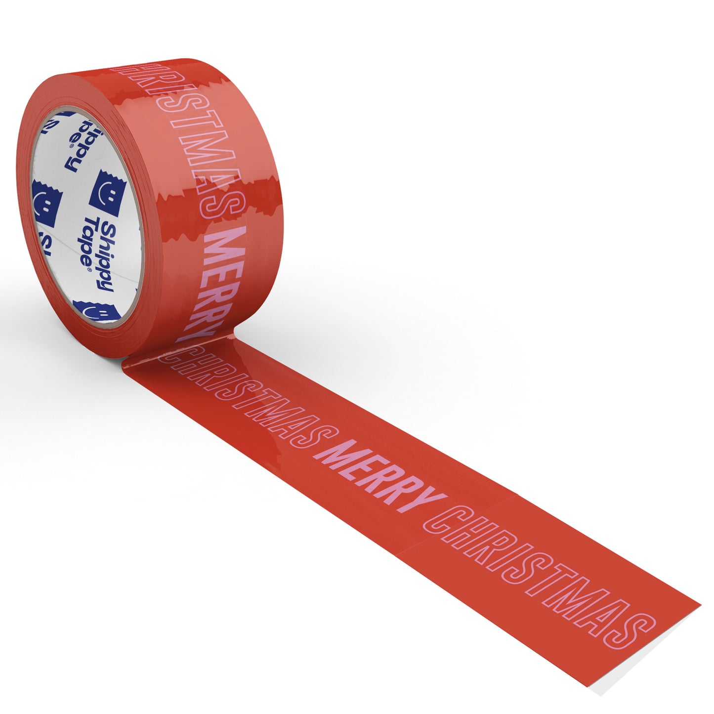 Merry Christmas Shipping Tape - Red/Pink