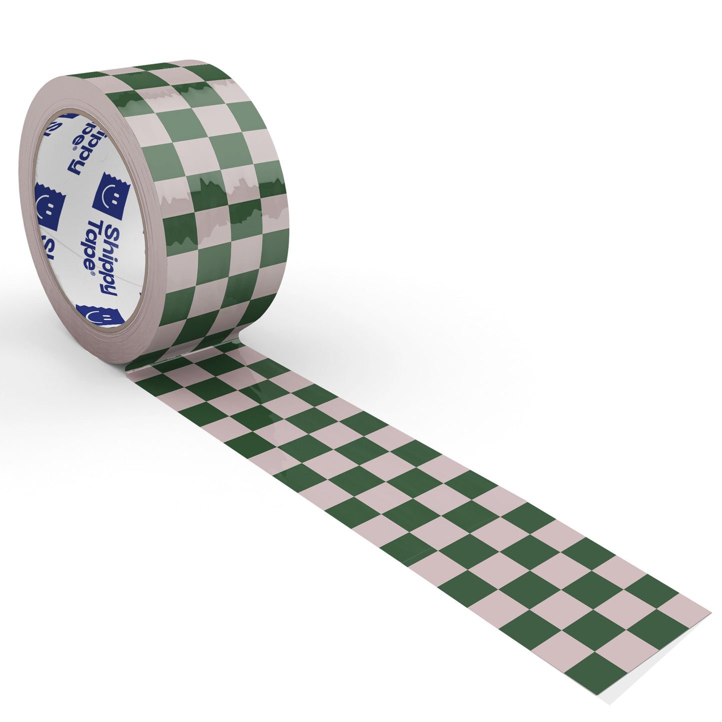 Checkerboard Pattern Shipping Tape - Dark Green/Pink