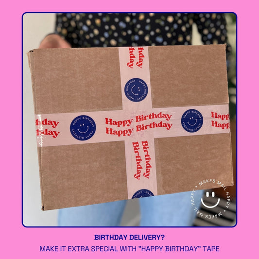 Happy Birthday Smiley Face Shipping Tape - Shippy Tape
