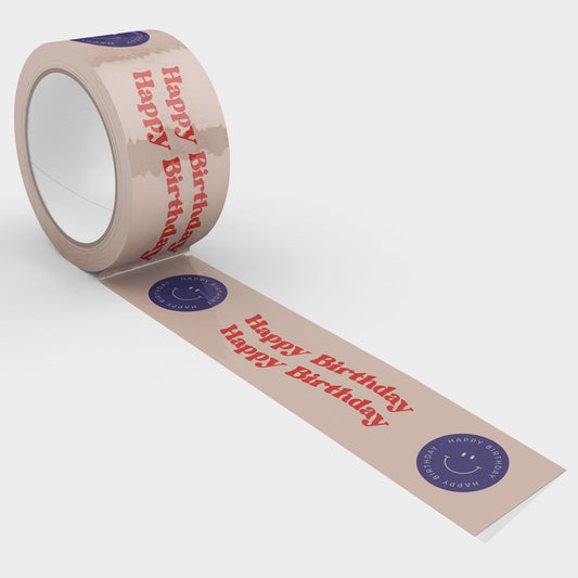 Happy Birthday Smiley Face Shipping Tape - Shippy Tape