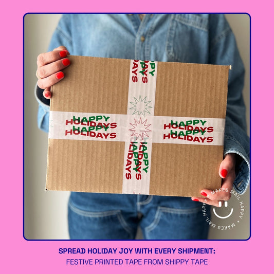 Happy Holidays Shipping Tape - Red/Green - Shippy Tape