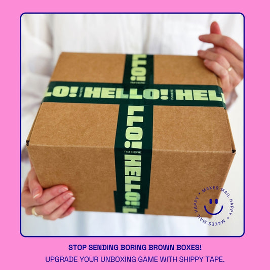 Hello! I'm Here Shipping Tape - Dark Green (2 Rolls + Dispenser) - Shippy Tape