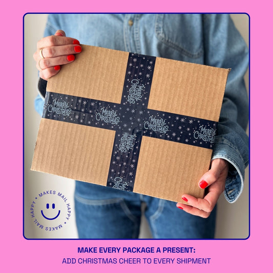 Merry Christmas Shipping Tape - Navy Snow - Shippy Tape