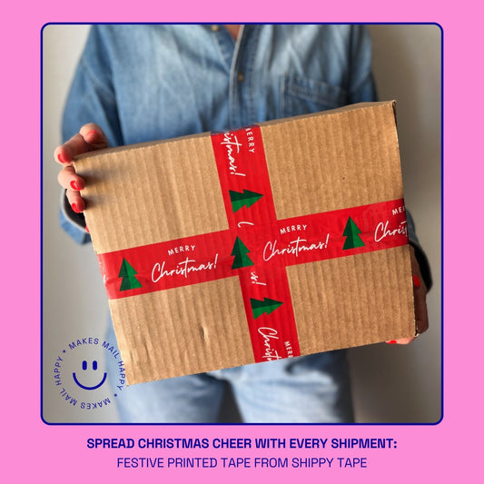 Merry Christmas Tree Shipping Tape - Red/Green - Shippy Tape