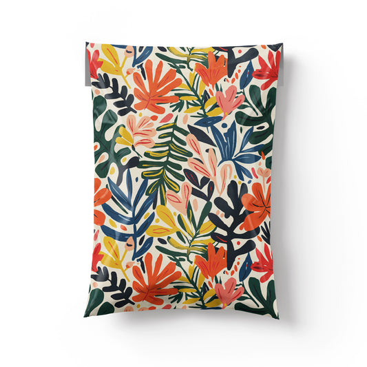 Cute and fun floral-patterned product packaging for Poshmark shipping.