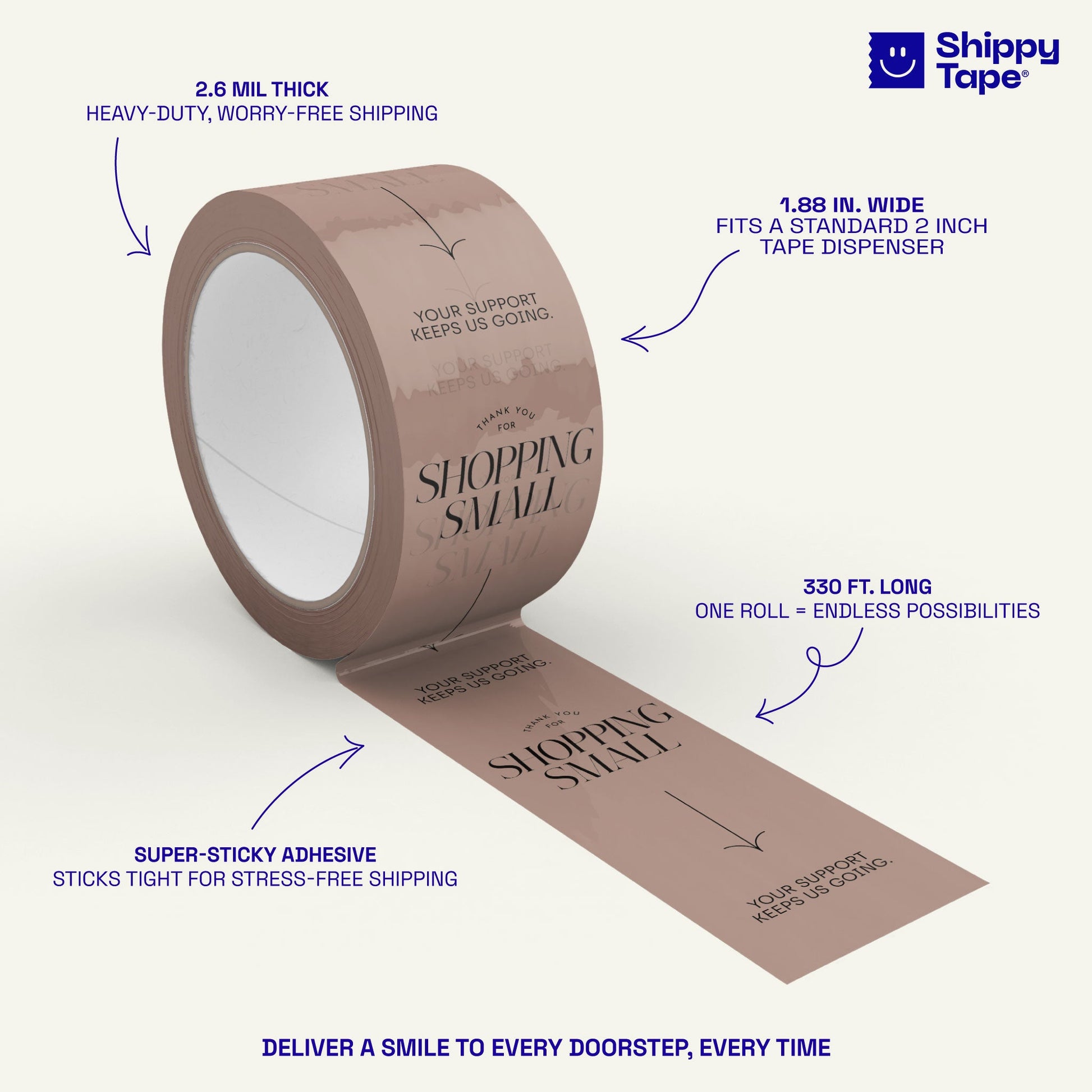 Thank You for Shopping Small Shipping Tape - Blush/Black - Shippy Tape