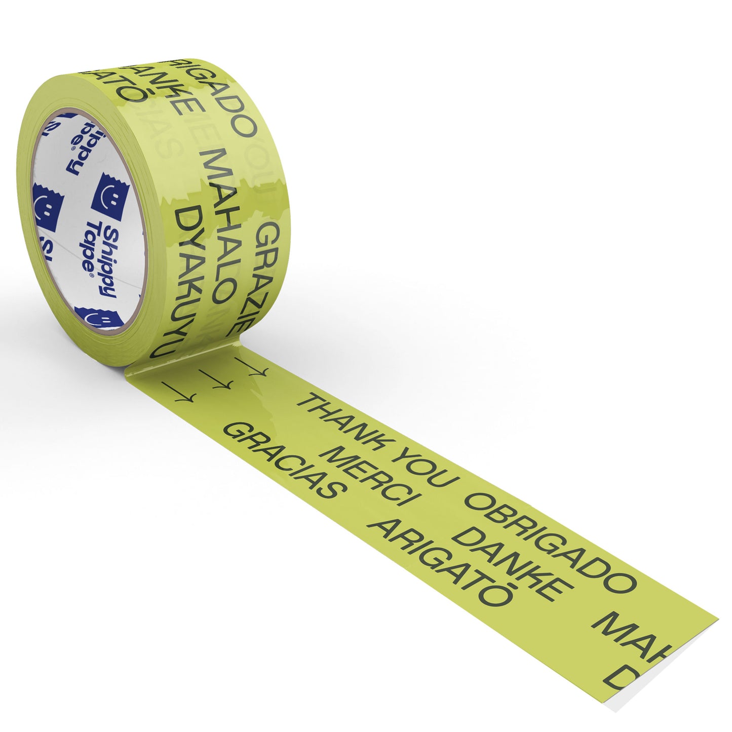 Thank You - Multi-Language Shipping Tape - Lime Green/Black
