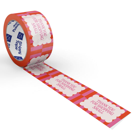 Thank You for Shopping Small Shipping Tape - Pink Orange Cloud