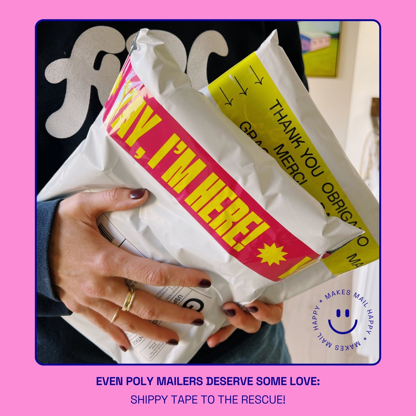 Yay, I'm Here! Shipping Tape - Pink/Yellow