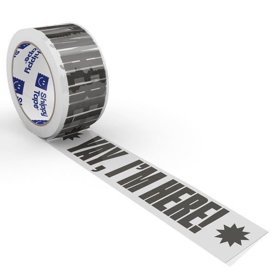 Yay, I'm Here! Shipping Tape - Clear/Black