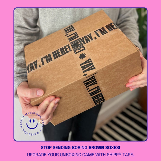 Yay, I'm Here! Shipping Tape - Clear/Black - Shippy Tape