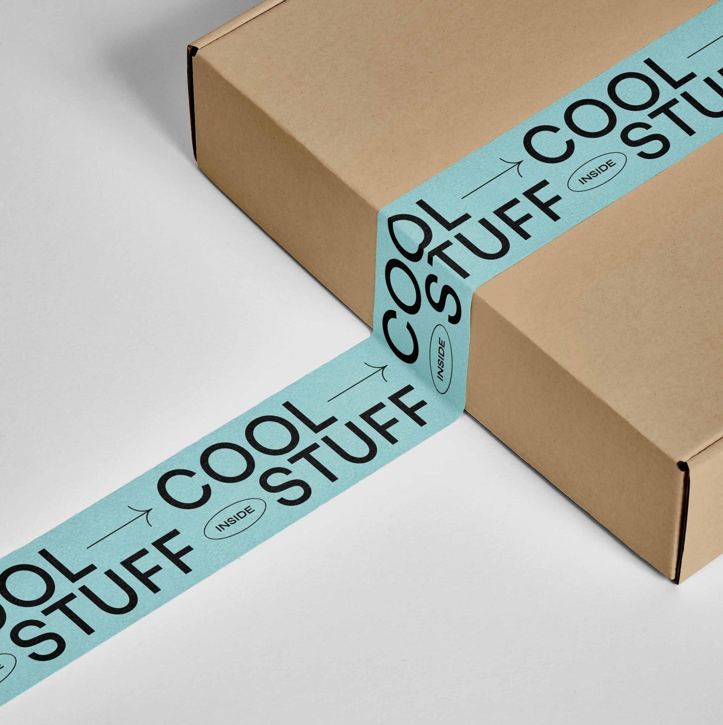 "Cool Stuff Inside" Shipping Tape - Turquoise/Black - shippytape