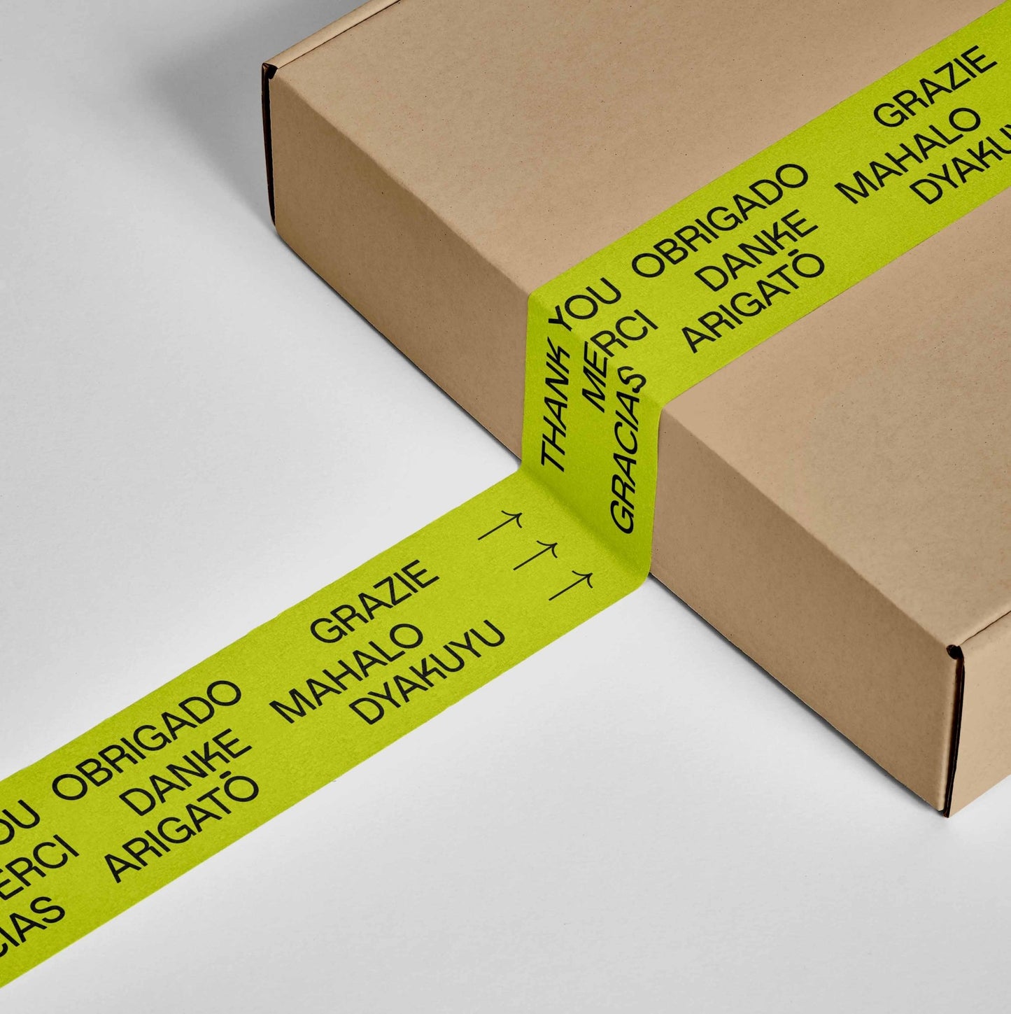 Thank You - Multi-Language Shipping Tape - Lime Green/Black - shippytape