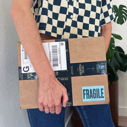 2 x 3 inch Fragile Sticker - Please Be Gentle - Teal - Roll of 250 - Shippy Tape