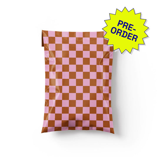 Poly Mailer Self-Sealing Shipping Envelopes – Checkerboard Pink & Rust (Pack of 100)
