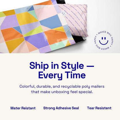 Poly Mailer Self-Sealing Shipping Envelopes – Pastel Mosaic (Pack of 100)