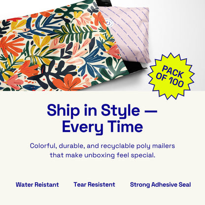 Poly Mailer Self-Sealing Shipping Envelopes – Tropical Leaves (Pack of 100)