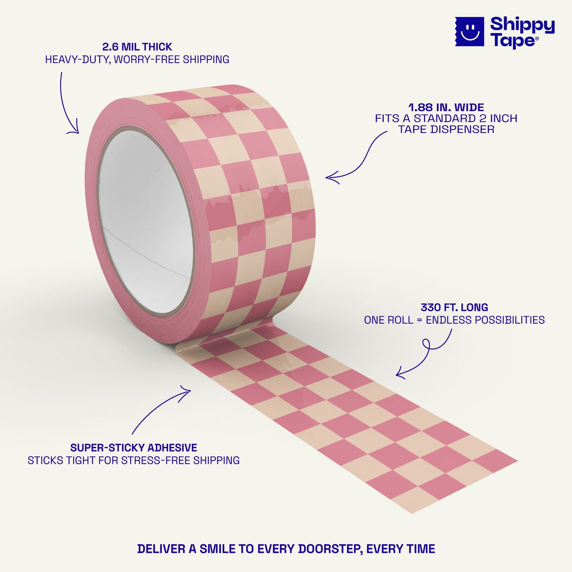 Checkered Pattern Shipping Tape - Pink - Shippy Tape