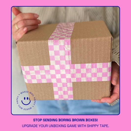 Checkered Pattern Shipping Tape - Pink - Shippy Tape
