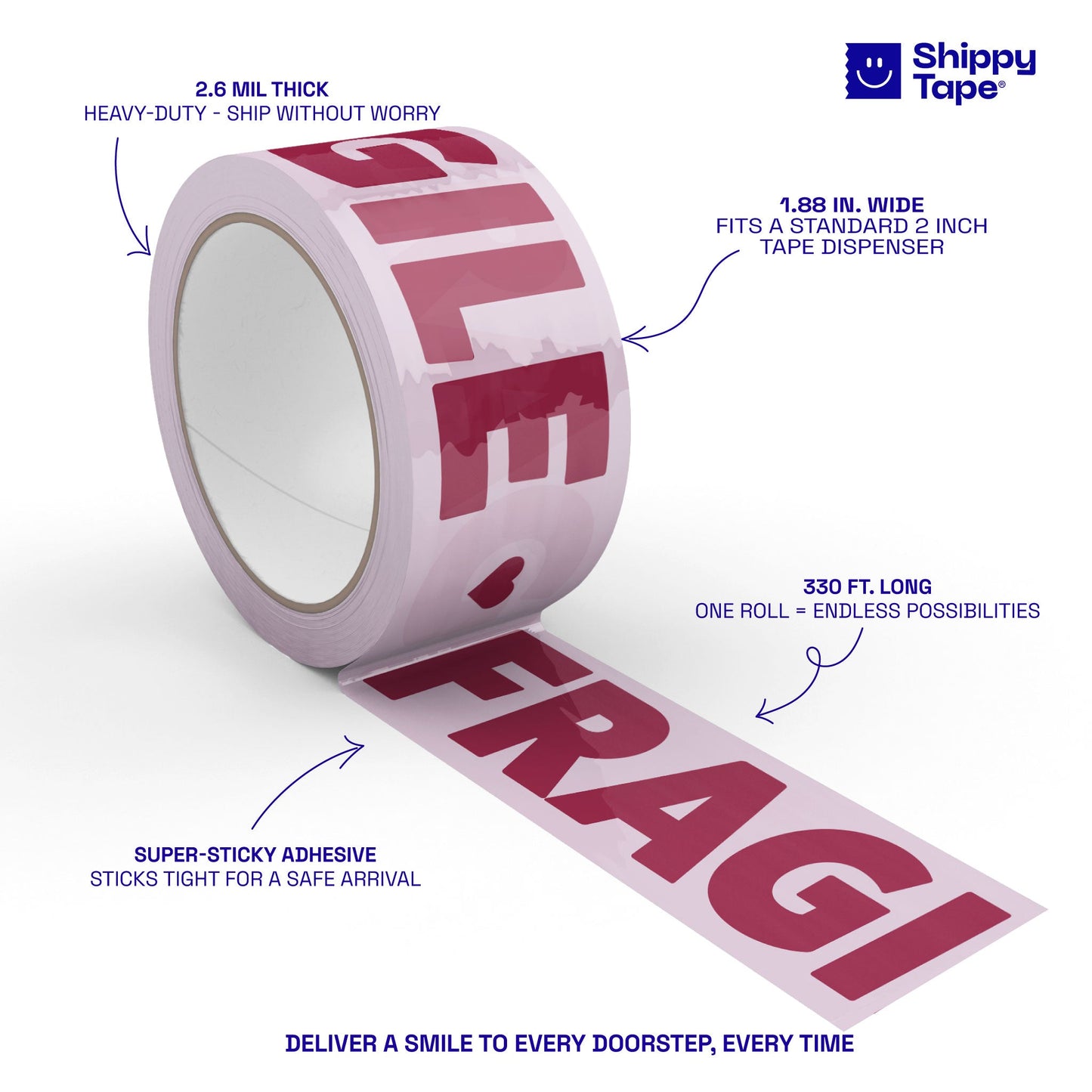 Fragile Packing and Shipping Tape - Pink/Burgundy ♥️ - Shippy Tape