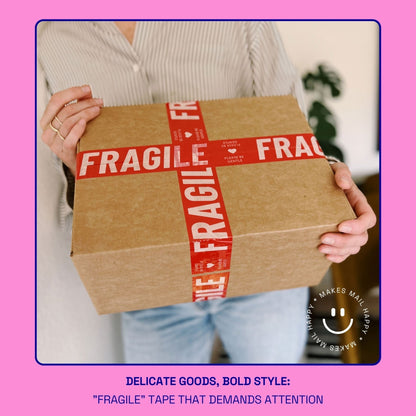 Fragile, Please Be Gentle Shipping Tape - Red/Pink - Shippy Tape