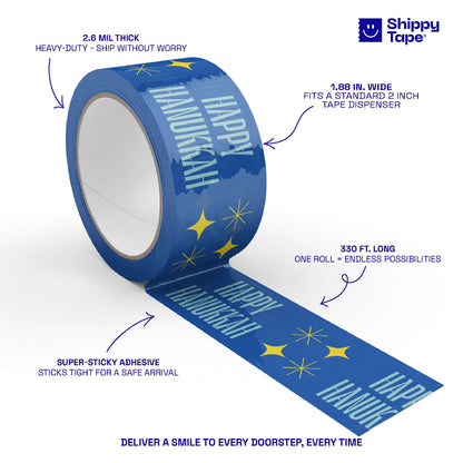 Happy Hanukkah Holiday Shipping Tape - Shippy Tape