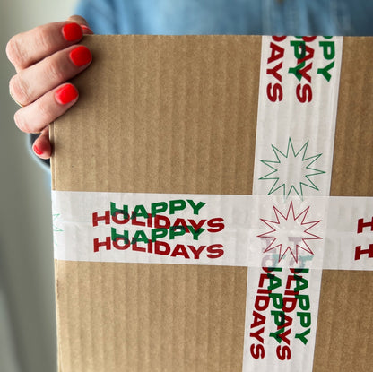Happy Holidays Shipping Tape - Red/Green - Shippy Tape