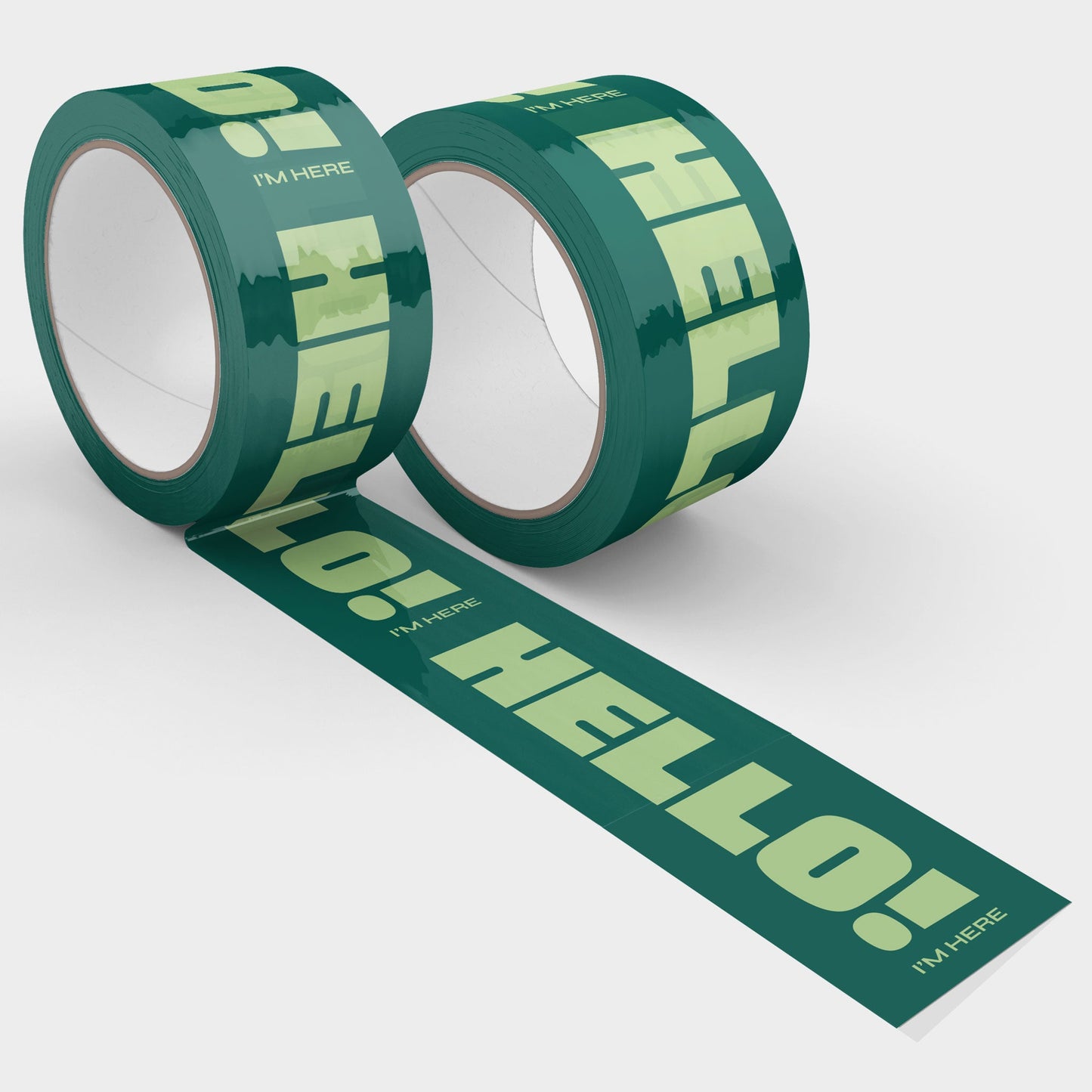 Hello! I'm Here Shipping Tape - Dark Green (2 Rolls + Dispenser) - Shippy Tape