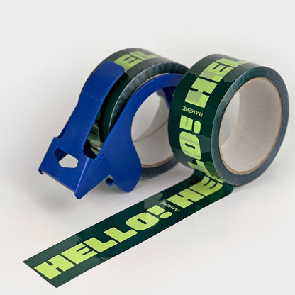 Hello! I'm Here Shipping Tape - Dark Green (2 Rolls + Dispenser) - Shippy Tape