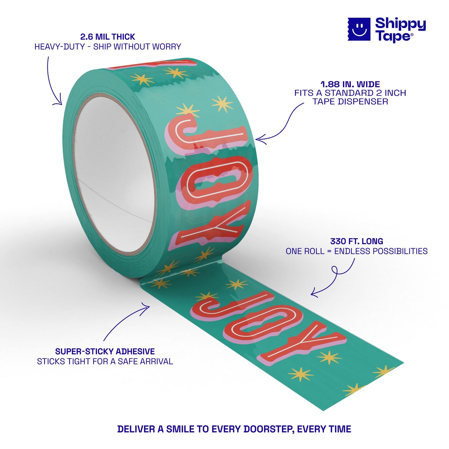 Holiday Joy Shipping Tape - Green/Red - Shippy Tape