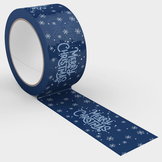Merry Christmas Shipping Tape - Navy Snow - Shippy Tape