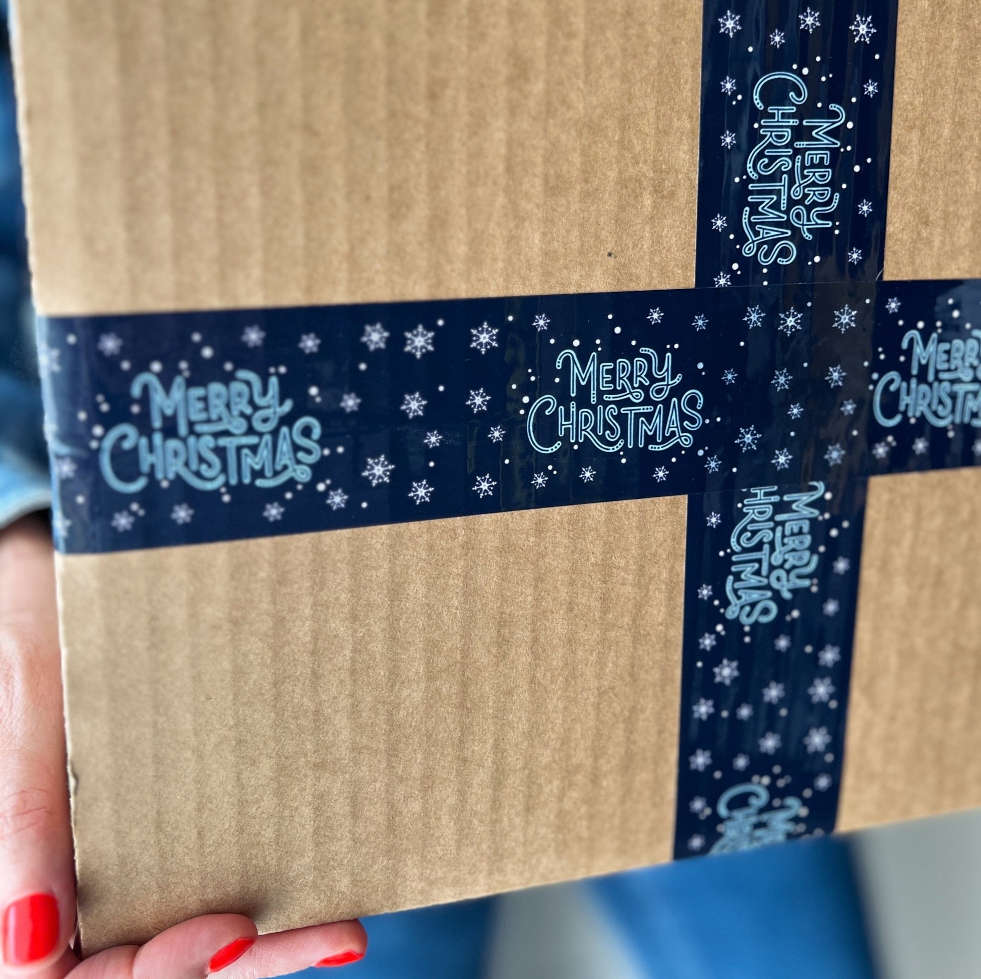 Merry Christmas Shipping Tape - Navy Snow - Shippy Tape