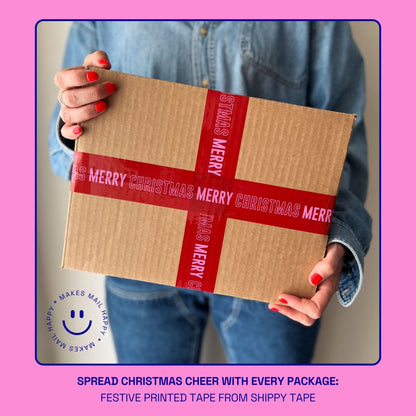 Merry Christmas Shipping Tape - Red/Pink - Shippy Tape