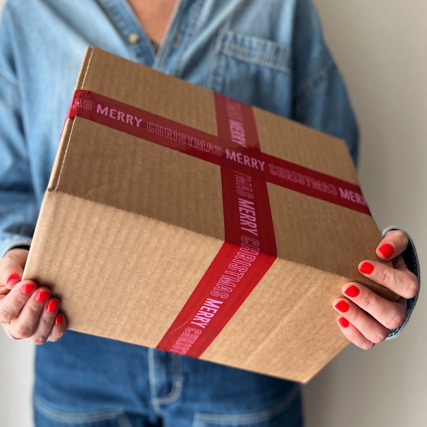 Merry Christmas Shipping Tape - Red/Pink - Shippy Tape