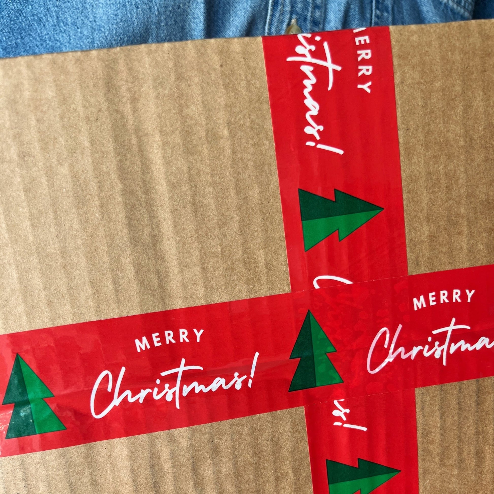 Merry Christmas Tree Shipping Tape - Red/Green - Shippy Tape