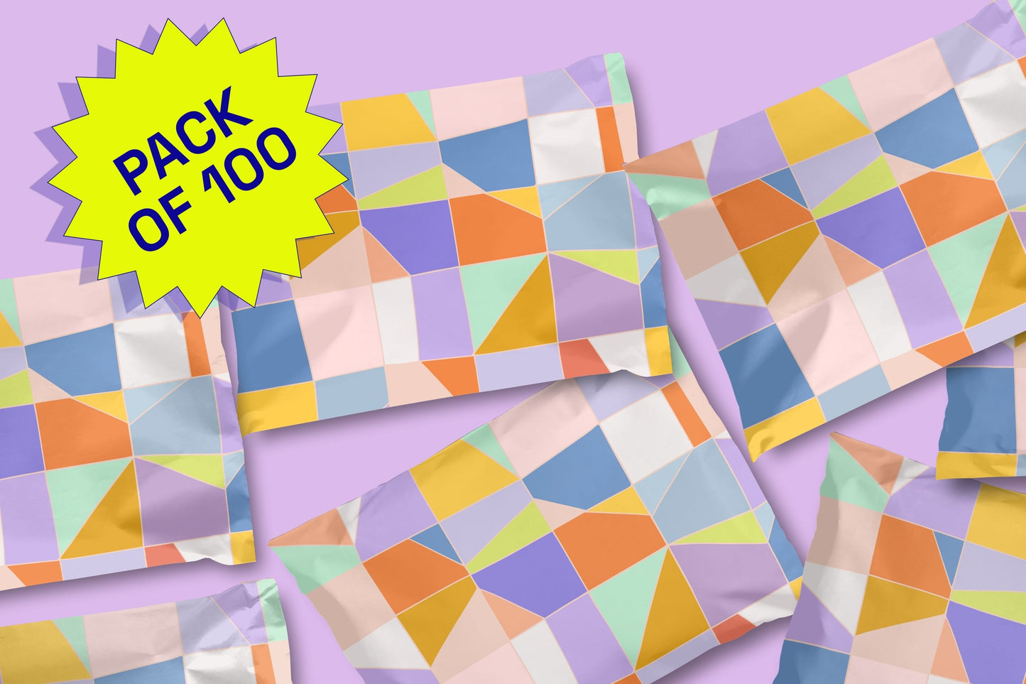 Poly Mailer Self-Sealing Shipping Envelopes – Pastel Mosaic (Pack of 100)