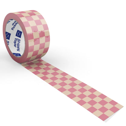 Checkered Pattern Shipping Tape - Pink