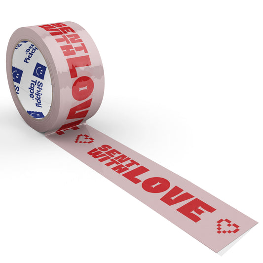 "Sent With Love" Cute Printed Packing Tape - Pink/Red
