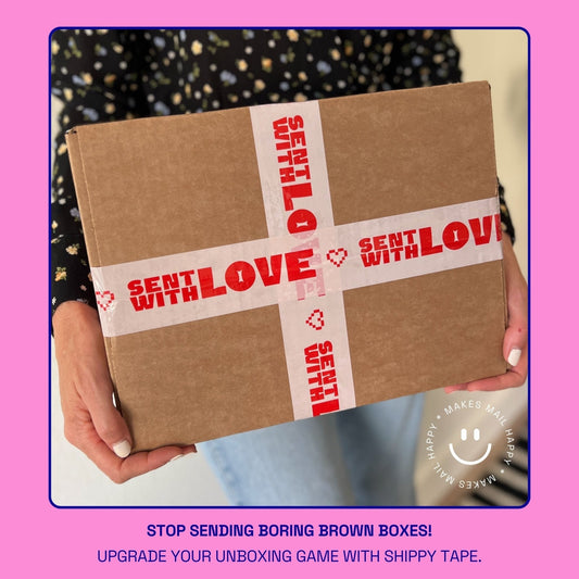 "Sent With Love" Shipping Tape - Pink/Red - Shippy Tape