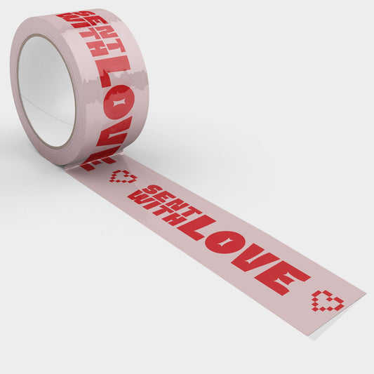 "Sent With Love" Shipping Tape - Pink/Red - Shippy Tape