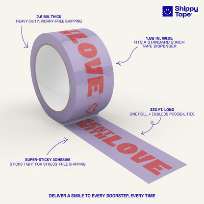 "Sent With Love" Shipping Tape - Purple/Red - Shippy Tape