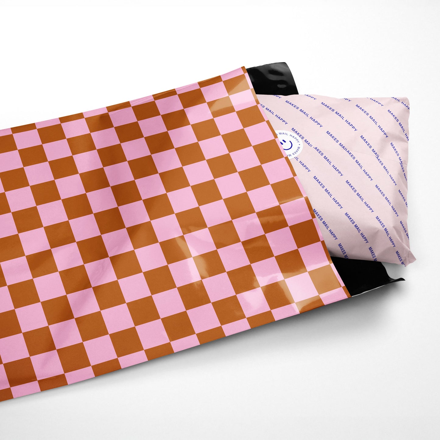 Poly Mailer Self-Sealing Shipping Envelopes – Checkerboard Pink & Rust (Pack of 100)
