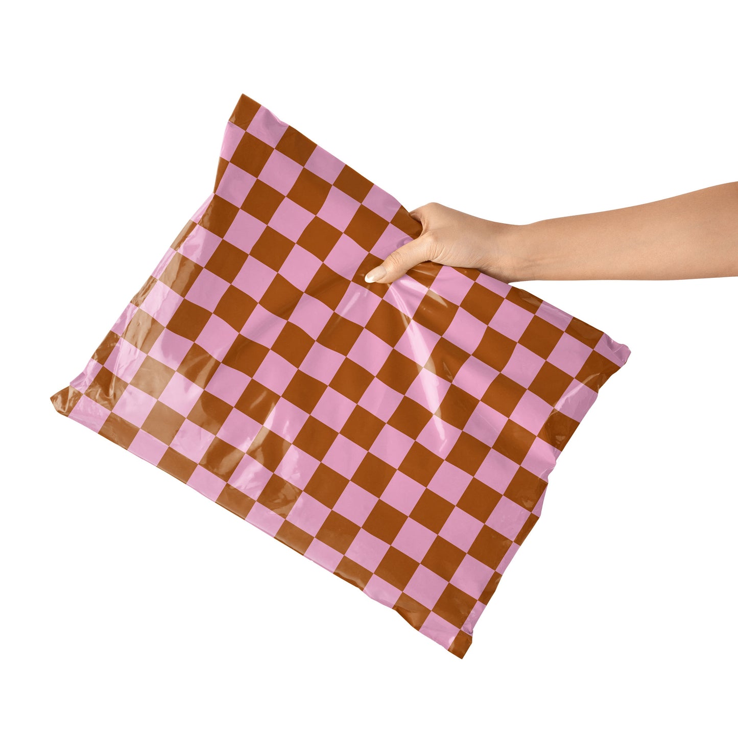 Poly Mailer Self-Sealing Shipping Envelopes – Checkerboard Pink & Rust (Pack of 100)
