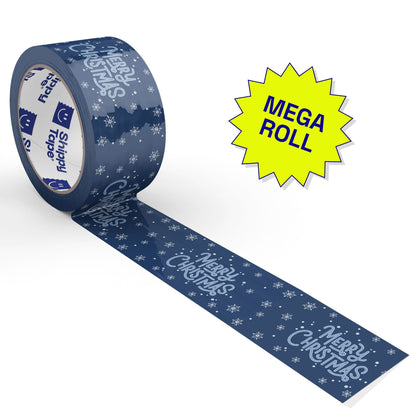 Merry Christmas Shipping Tape - Navy Snow