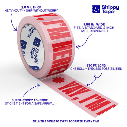 Yay, I'm Here! Shipping Tape - Pink/Red